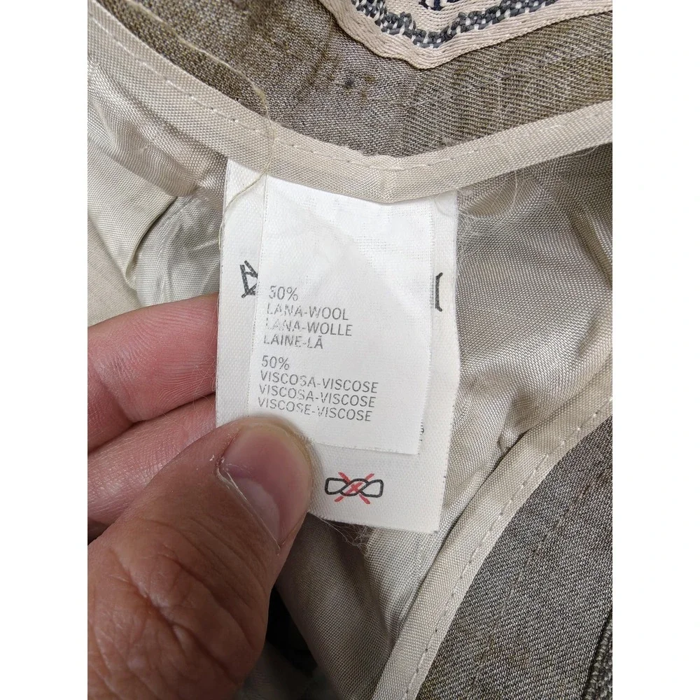 Vintage Ermenegildo Zegna Pants Mens 36x32 Beige Wool Viscose Pleated Dress